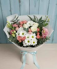 Букет цветов из:  Розы, Лизиантусы и Хризантемы #REPLACE_PRED# поселок Сургут