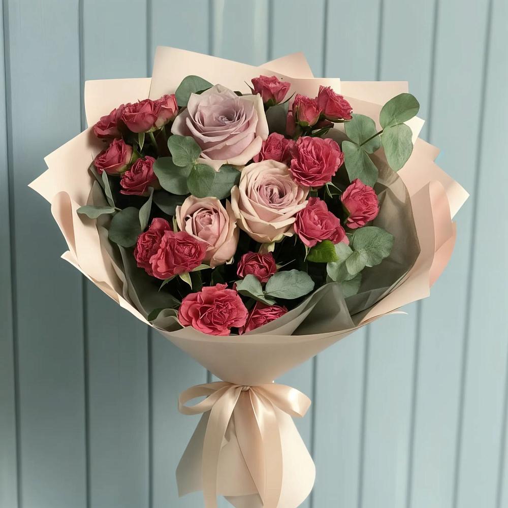 Букет цветов из: Гвоздики и Розы в поселок Сургут