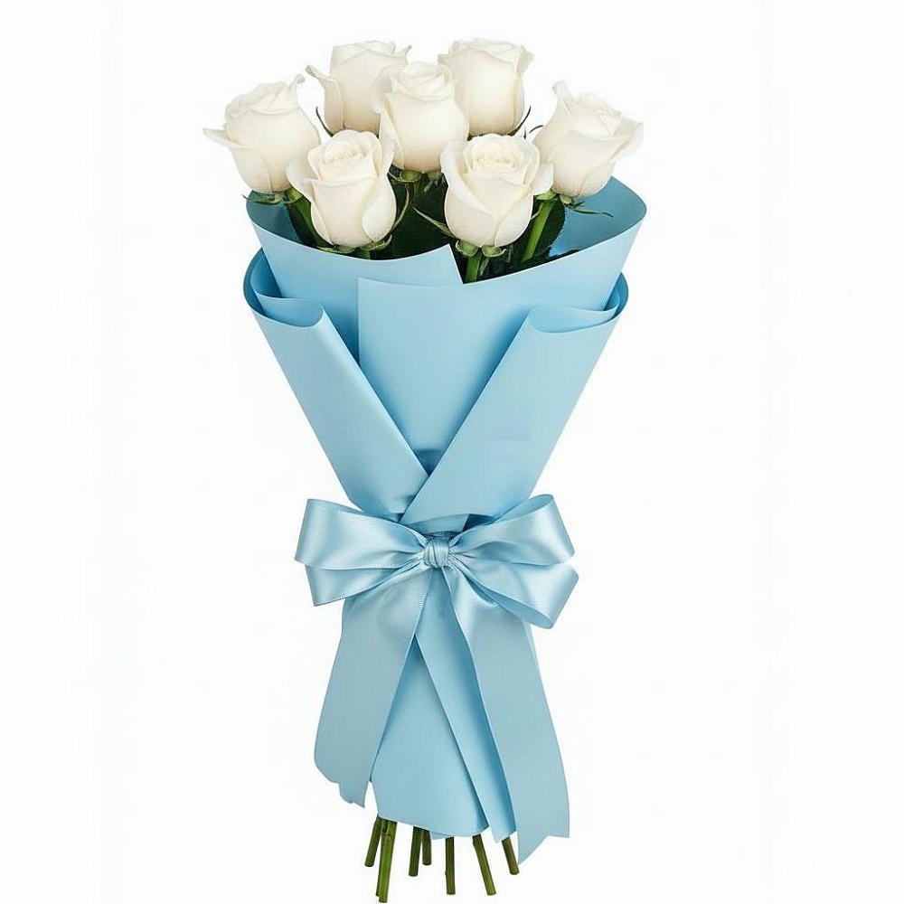 Букет 7 белых роз Проуд в поселок Сургут