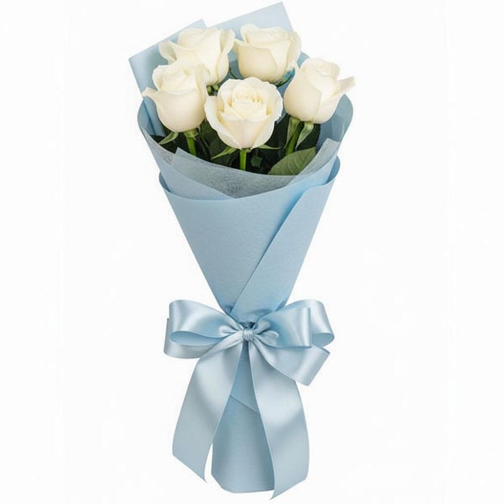 Букет 5 Белых роз Проуд в поселок Сургут