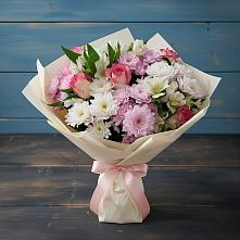 Букет цветов из:  Хризантемы, Альстромерии и Розы в поселок Сургут