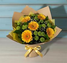 Букет цветов из:  Герберы и Хризантемы в поселок Сургут