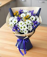 Букет цветов из:  Розы, Ирисы и Хризантемы #REPLACE_PRED# поселок Сургут