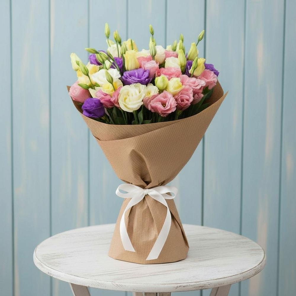 Букет цветов из: Лизиантусы в поселок Сургут