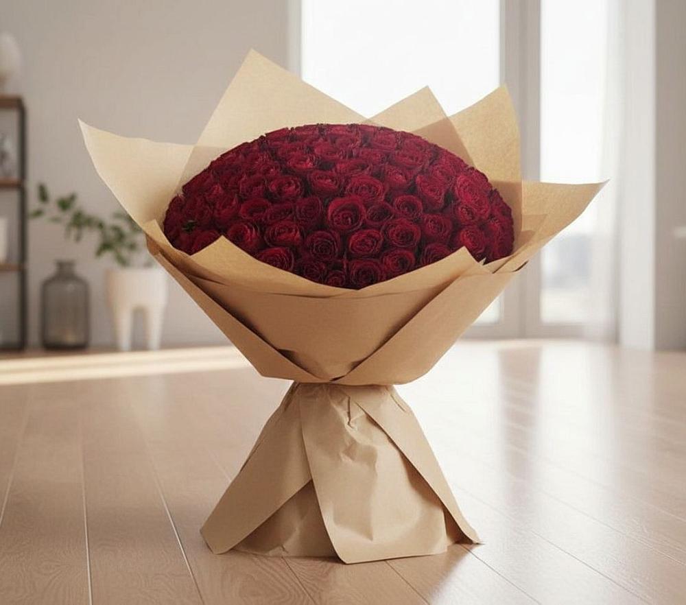 Букет 101 Красная роза в поселок Сургут