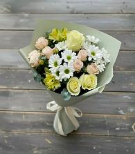 Букет цветов из:  Альстромерии, Розы и Хризантемы в поселок Сургут