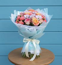 Букет цветов из:  Хризантемы и Розы в поселок Сургут